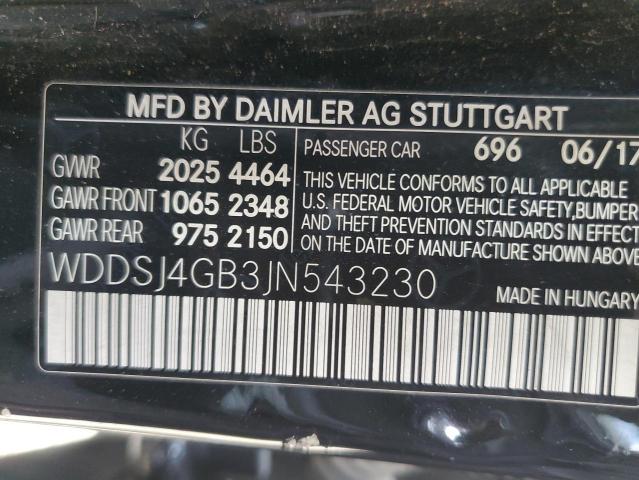 WDDSJ4GB3JN543230 Mercedes-Benz CLA 250 4MATIC