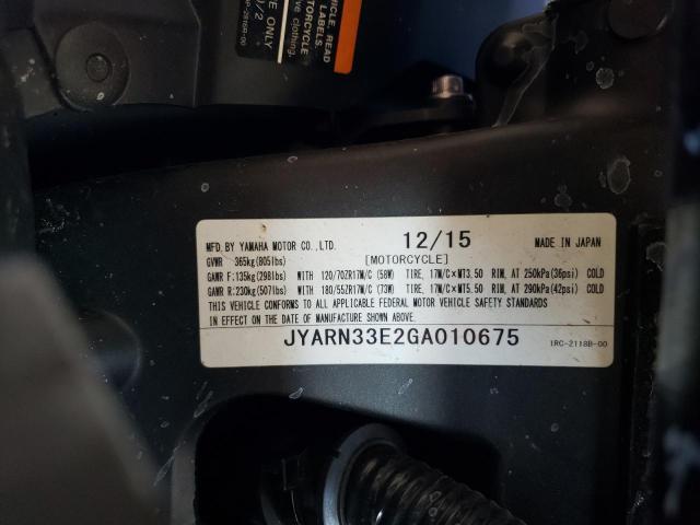 2016 YAMAHA FZ09 JYARN33E2GA010675