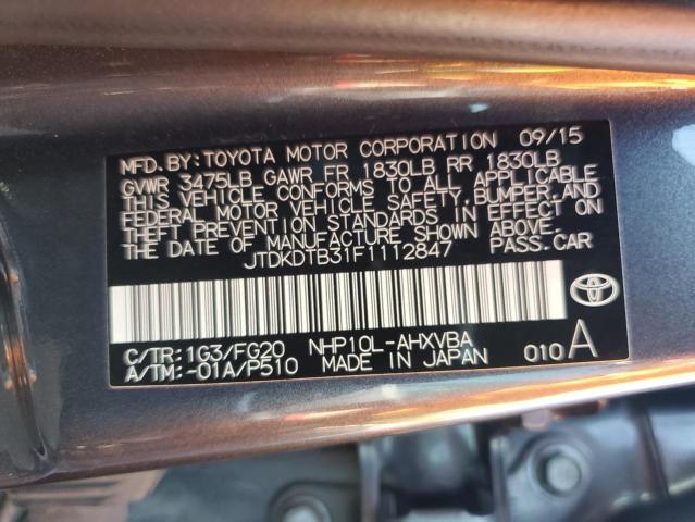 JTDKDTB31F1112847 Toyota PRIUS C