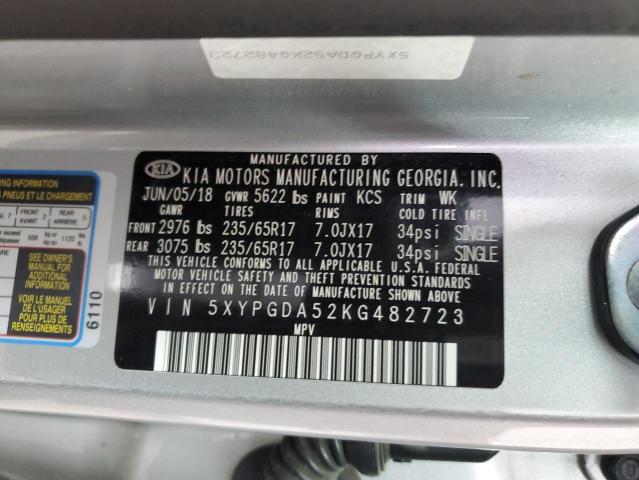 5XYPGDA52KG482723 KIA SORENTO LX