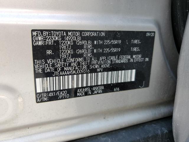 JTEAAAAH5MJ009316 Toyota VENZA LE