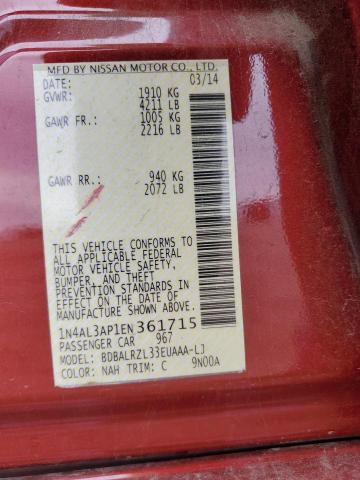 1N4AL3AP1EN361715 Nissan ALTIMA 2.5