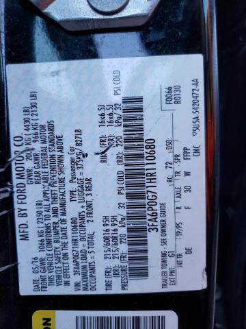3FA6P0G71HR110680 Ford FUSION S