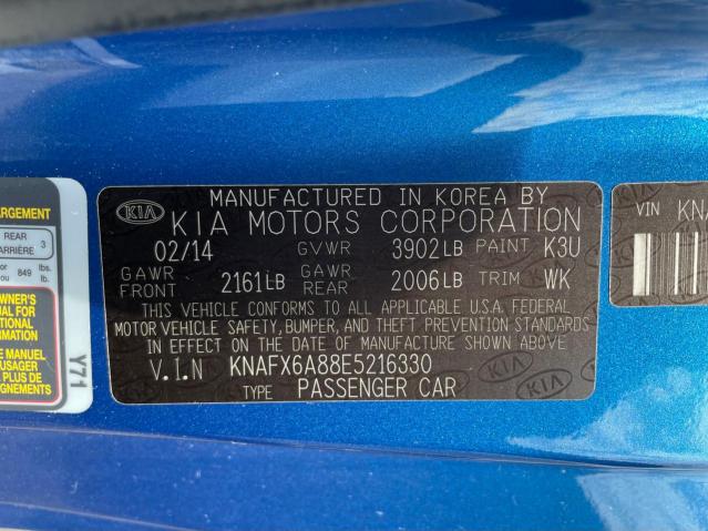 KNAFX6A88E5216330 KIA FORTE EX