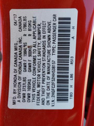 2HGFC2F52HH538157 Honda Civic Lx