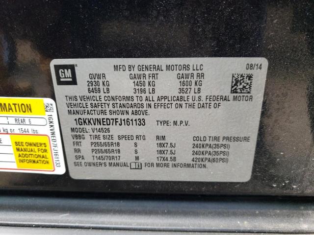 1GKKVNED7FJ161133 GMC ACADIA SLE