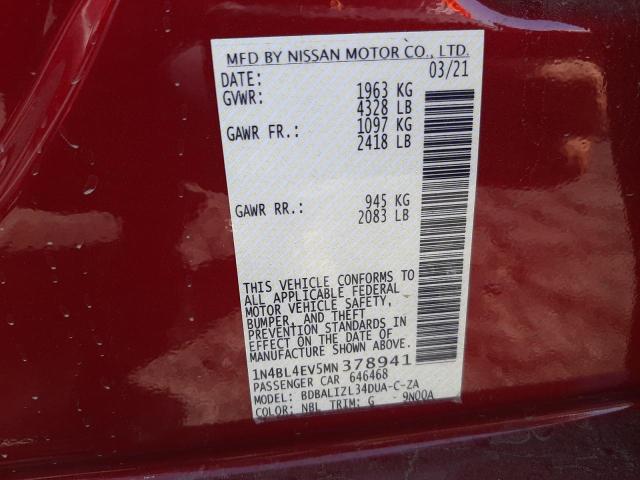 1N4BL4EV5MN378941 Nissan ALTIMA SL