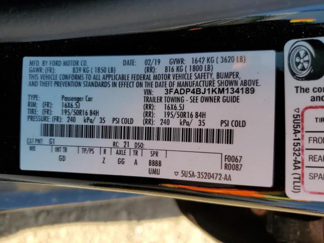 3FADP4BJ1KM134189 Ford FIESTA SE