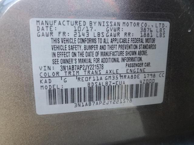 3N1AB7AP2JY221578 Nissan SENTRA S