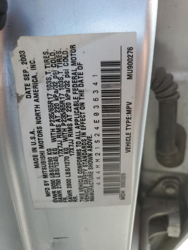 4A4MM21S24E036341 2004 Mitsubishi Endeavor Ls