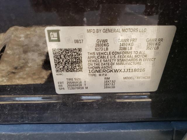 1GNERGKWXJJ118016 Chevrolet Traverse Lt