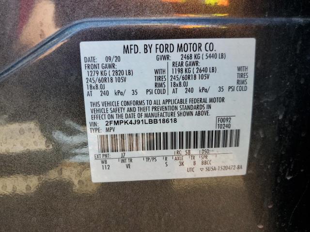 2FMPK4J91LBB18618 2020 FORD EDGE, photo no. 13