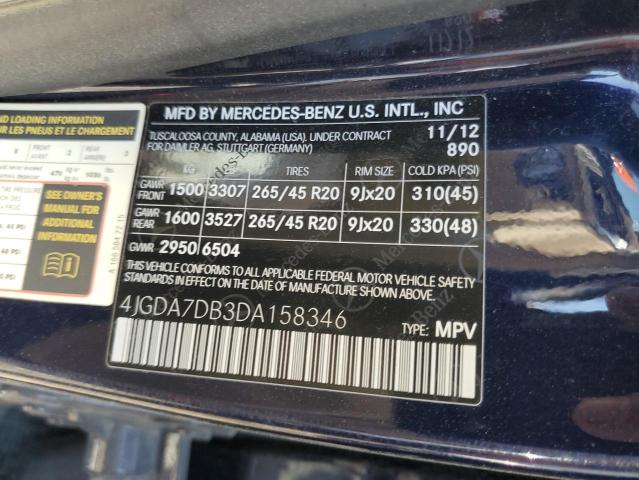 VIN 4JGDA7DB3DA158346 2013 Mercedes-Benz ML-Class, ... no.14