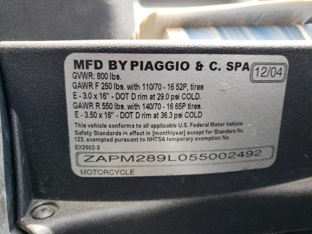 2005 PIAGGIO BV 200 ZAPM289L055002492
