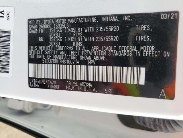 5TDJZRBH7MS100214 Toyota Highlander Xse