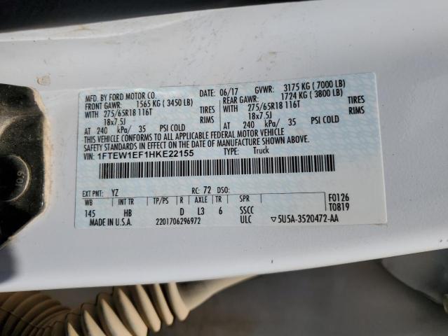 1FTEW1EF1HKE22155 Ford F150 Supercrew