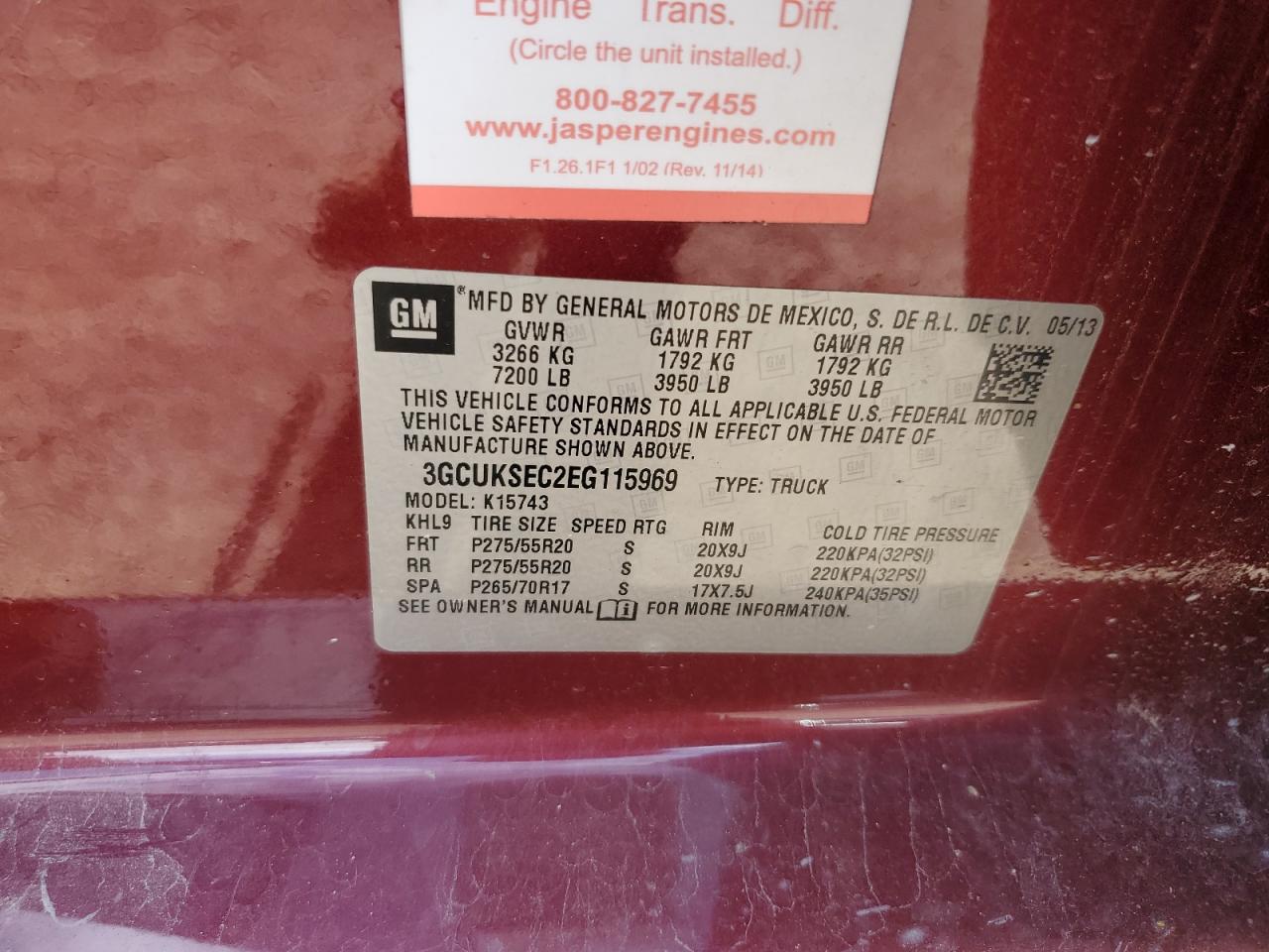 3GCUKSEC2EG115969 2014 Chevrolet Silverado K1500 Ltz