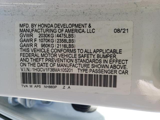 1HGCV1F38MA105201 Honda Accord SPO 12