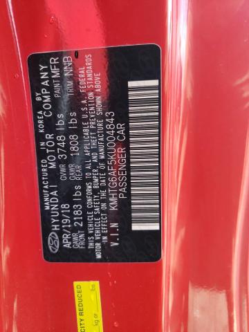 VIN: KMHTG6AF5KU004843 Auction: COPART Lot: 63888763 Location: IL - CHICAGO NORTH KMHTG6AF5KU004843 HYUNDAI VELOSTER 2019 RED Photo 12