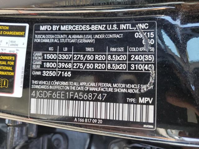 VIN 4JGDF6EE1FA568747 2015 Mercedes-Benz GL-Class, ... no.13