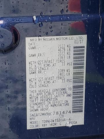 5N1AT2MV9HC781474 Nissan ROGUE SV