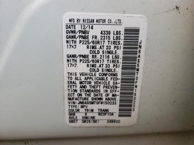 JN8AS5MT0FW150233 Nissan Rogue Select S