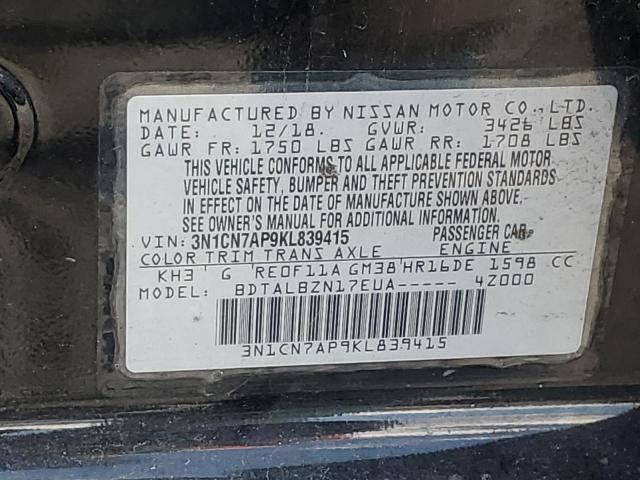 2019 NISSAN VERSA S - 3N1CN7AP9KL839415