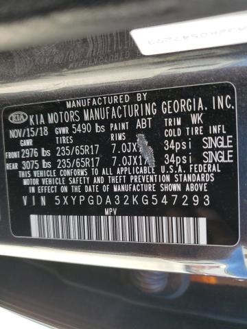 5XYPGDA32KG547293 KIA SORENTO L