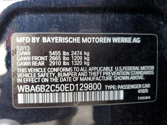 VIN WBA6B2C50ED129800 2014 BMW 6 Series, 650 I Gran... no.12