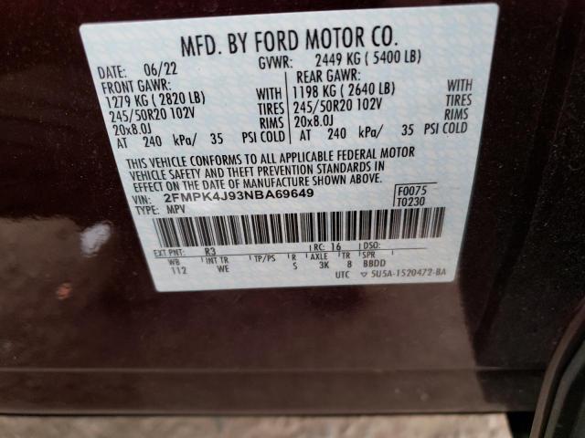 2FMPK4J93NBA69649 2022 FORD EDGE, photo no. 13