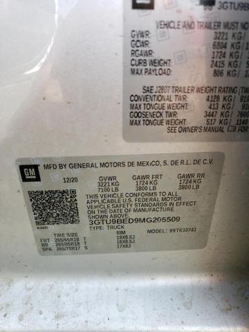 2021 GMC SIERRA K15 - 3GTU9BED9MG205509