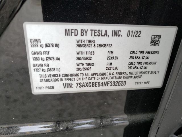 7SAXCBE64NF332520 Tesla MODEL X