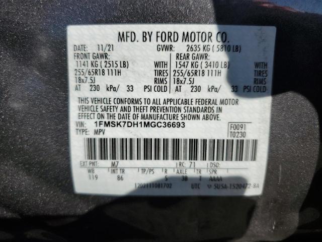 1FMSK7DH1MGC36693 Ford EXPLORER XLT