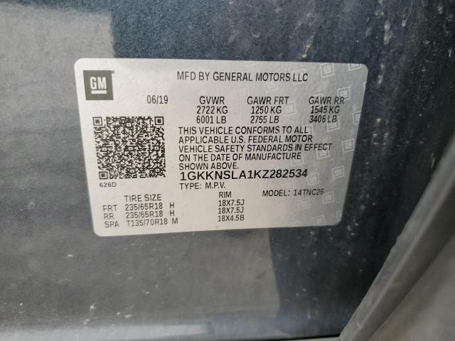 1GKKNSLA1KZ282534 GMC ACADIA SLE