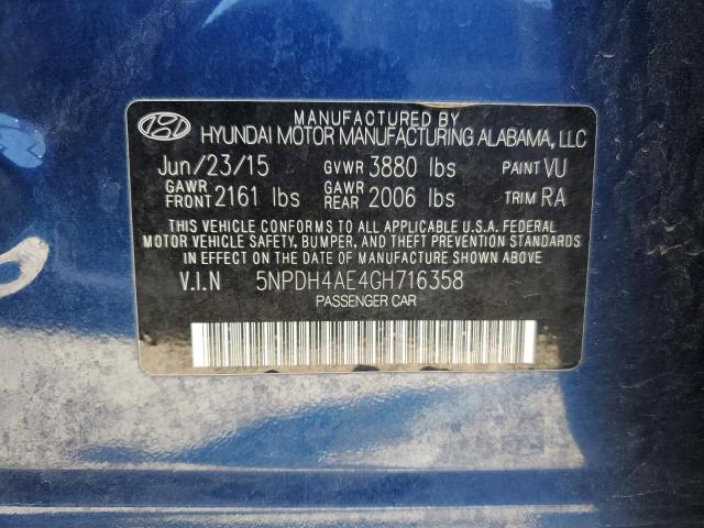 5NPDH4AE4GH716358 Hyundai ELANTRA SE