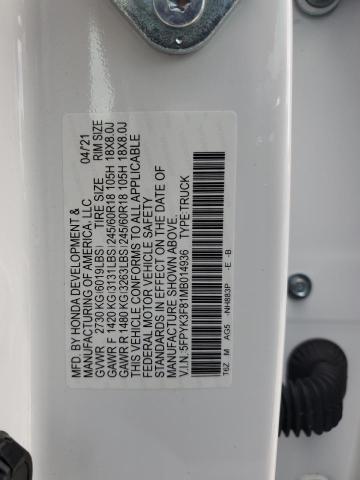 5FPYK3F81MB014936 Honda Ridgeline Black Edition