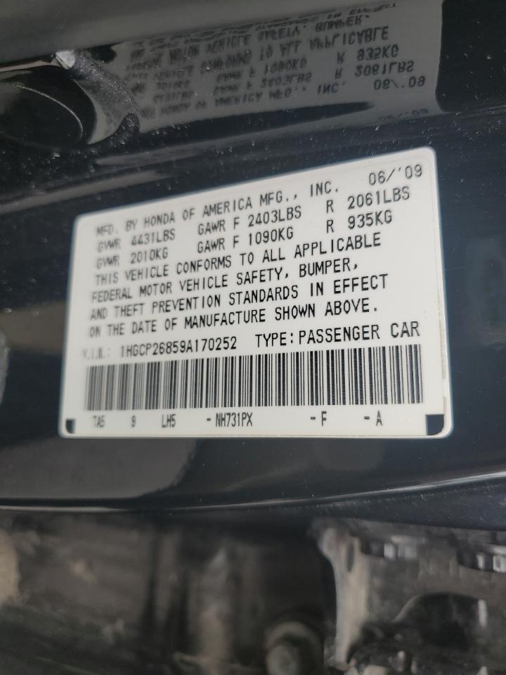 1HGCP26859A170252 2009 Honda Accord Exl