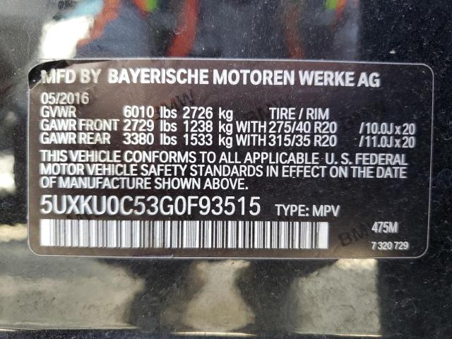 2016 BMW X6 SDRIVE3 5UXKU0C53G0F93515