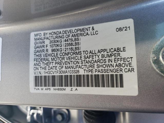 1HGCV1F30MA103328 Honda Accord Sport