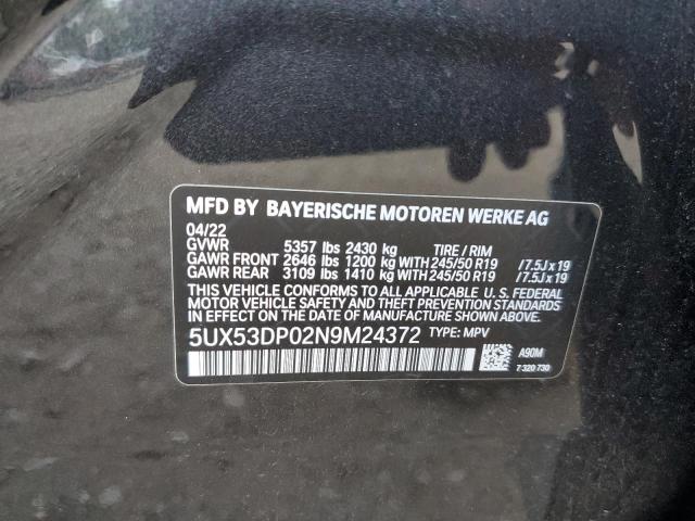 5UX53DP02N9M24372 2022 BMW X3, photo no. 12