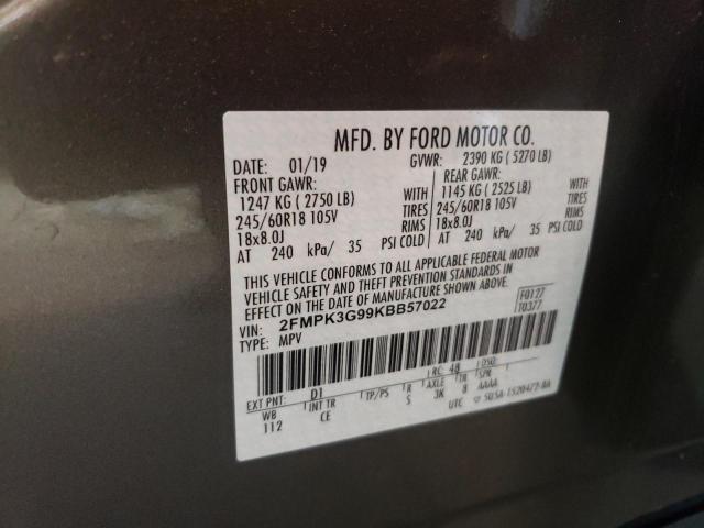 2FMPK3G99KBB57022 2019 FORD EDGE, photo no. 13