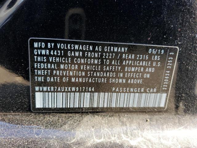 2019 VOLKSWAGEN E-GOLF SE WVWKR7AUXKW917164