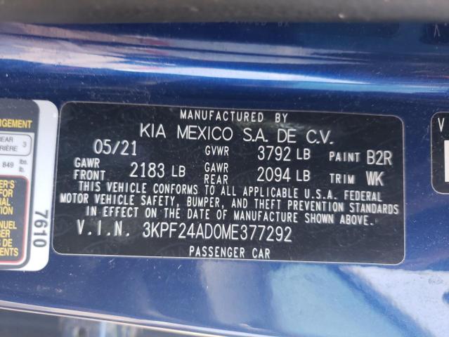 3KPF24AD0ME377292 | 2021 KIA FORTE FE