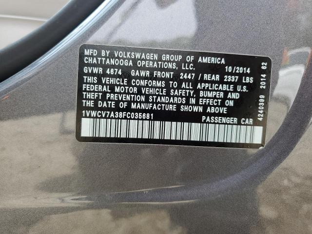 2015 VOLKSWAGEN PASSAT SEL - 1VWCV7A38FC035681