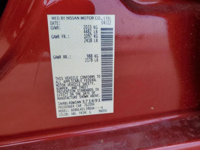 1N4BL4DW1NN371691 Nissan ALTIMA SV
