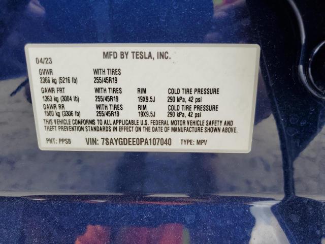 7SAYGDEE0PA107040 Tesla Model Y  12