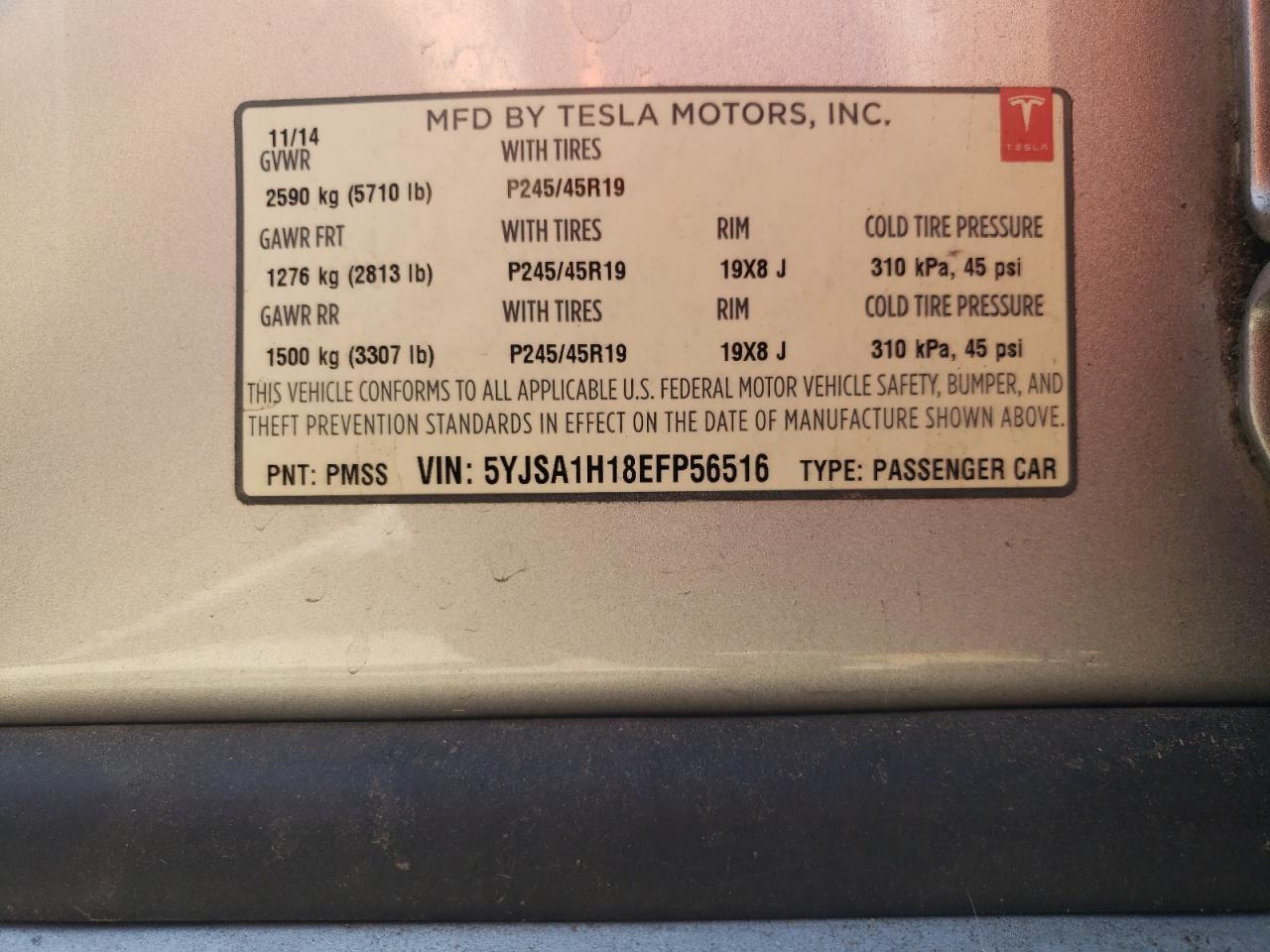 5YJSA1H18EFP56516 2014 Tesla Model S