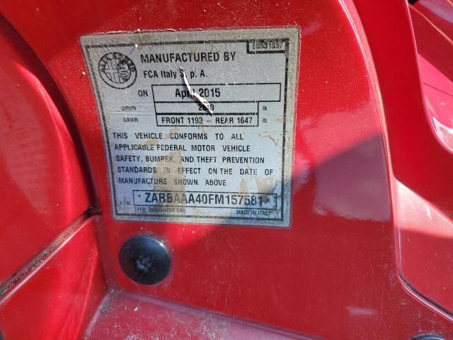 2015 ALFA ROMEO 4C - ZARBAAA40FM157581
