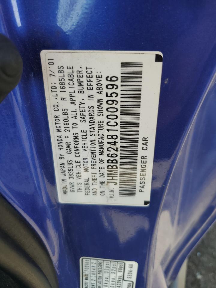 JHMBB62481C009596 2001 Honda Prelude