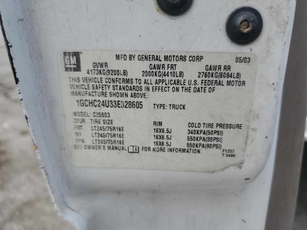 1GCHC24U33E328605 2003 Chevrolet Silverado C2500 Heavy Duty